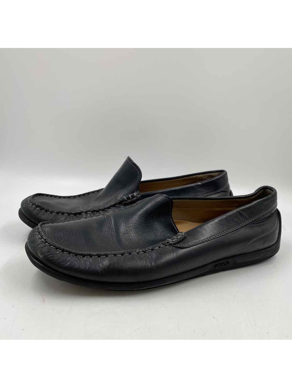 Ecco Men's Shoe Size 12 Black Leather Solid Loafers